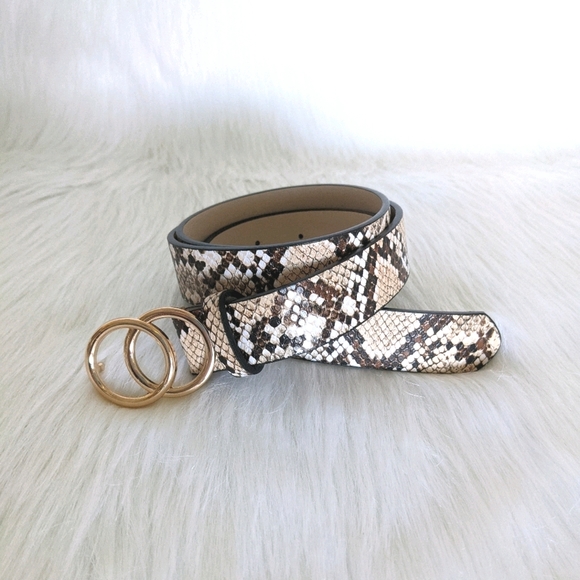 Accessories - Brown and tan snake skin faux leather belt